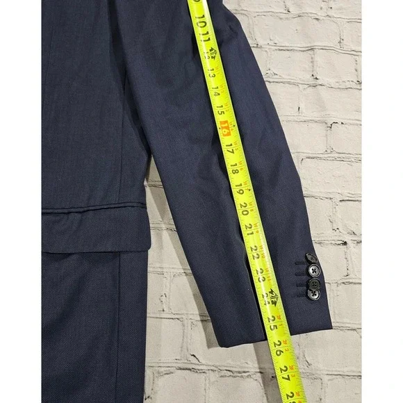 Ermenegildo Zegna Windowpane Sport Coat Jacket Double Breasted Blue MENS SIZE 54